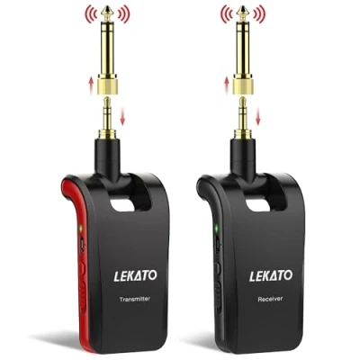 Imagen de Sistema de guitarra inalámbrico LEKATO estéreo 2,4 Ghz para instrumentos sonido Mono/estéreo receptor transmisor recargable