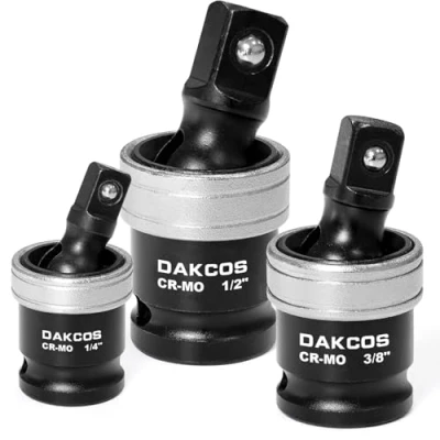 Imagen de DAKCOS Juego de 3 Llaves vaso universales impacto Junta giratoria 1/4&quot; 3/8&quot; 1/2&quot;, CR MO