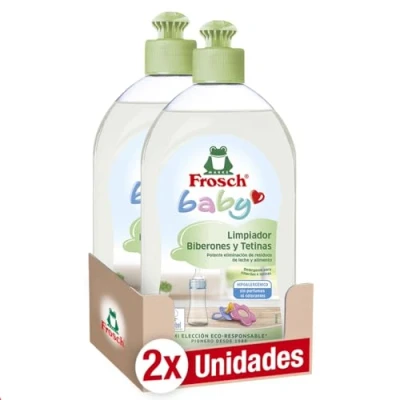 Imagen de Frosch Baby Limpiador de Biberones y Tetinas, Elimina Restos Leche Comida, Producto Hipoalergénico Ecológico Pack 2 Unidades x 500 ml