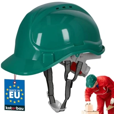 Imagen de KOTARBAU® Casco de Protección para construcción, Ajustable, plástico, Seguridad, Obra, en el Trabajo, la Cabeza, Verde