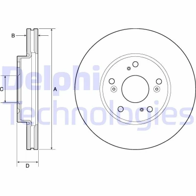 Imagen de DELPHI BG4741C Disco de freno 280 25 5 ventilado revestido sin procesar cojinete rueda, anillo sensor ABS HONDA: CIVIC 10, 9