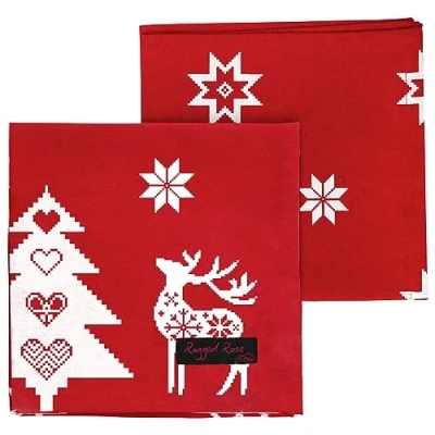 Imagen de Servilletas de Algodón Navidad (4 Unidades), Color Rojo y Blanco 40 x cm