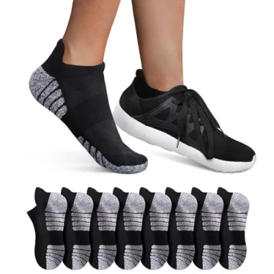 Imagen de YouShow 8 Pares Calcetines de Hombre Mujer Deportivos Algodon Transpirable Cortos(8x Negro,43 46)