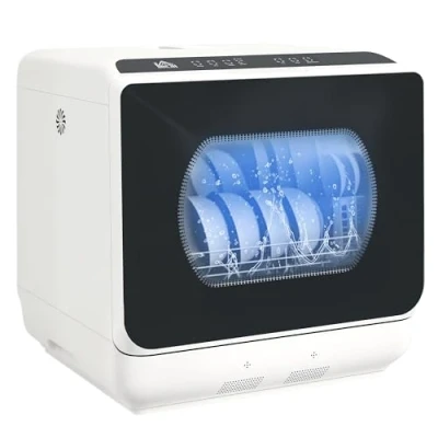 Imagen de HOMCOM Lavavajillas de Encimera Pequeño con 5+1 Programas Depósito Agua 6L Dos Modos Suministro ECO Pantalla LED para Cocina Apartamentos