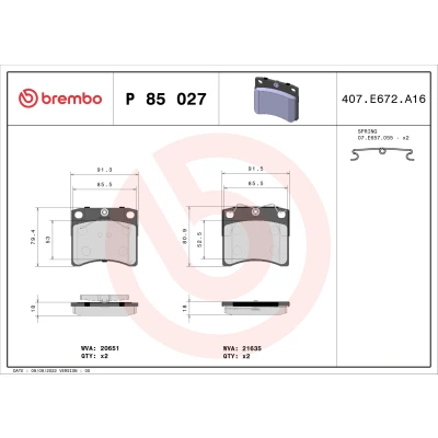 Imagen de BREMBO P 85 027 Juego de pastillas freno excl. contacto avisador desgaste con accesorios VOLKSWAGEN: TRANSPORTER 4, 4 Bus