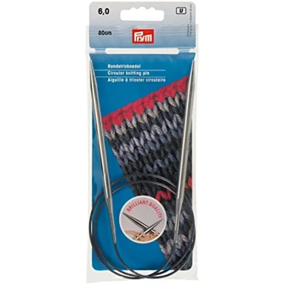 Imagen de Prym Agujas de Tejer Circulares (80 cm, 6 mm, latón, mm), Color Plateado