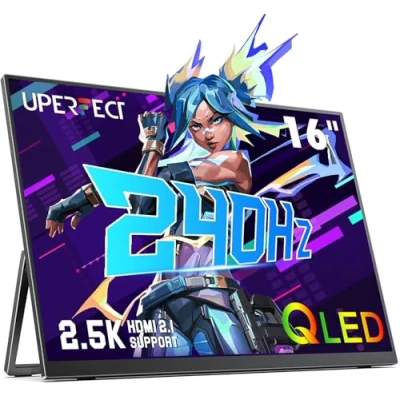 Imagen de UPERFECT 2.5K 240Hz Monitor Portátil, 16&quot; 2560x1600 QHD 100% DCI P3 400 Nits Portable for Laptop w/Stand &amp; VESA, Adaptive Sync HDMI 2.1 Pantalla Externa para PC Phone Consola de Juegos