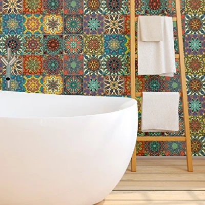Imagen de Ambiance Sticker Revestimientos Autoadhesivos para Cocina y Baño La Plata 9 Vinilo Azulejos de 10 x cm