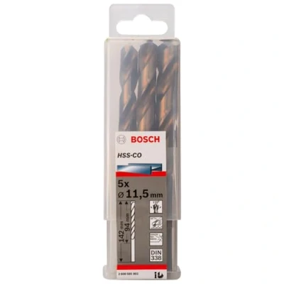 Imagen de Bosch 2 608 585 902 Pack de 5 brocas metálicas HSS Co, DIN 338 (11,5 x 94 142 mm)