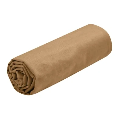 Imagen de STOF Sábana Bajera Tamaño 180 x 200 cm 100% algodón Certificado por Oeko Tex Color Curry Modelo Eden Ropa de Cama para casa Suave y cómoda Nido Acogedor