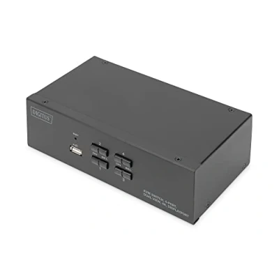 Imagen de DIGITUS Conmutador KVM, 4 Puertos, Doble Pantalla, 4K, DisplayPort