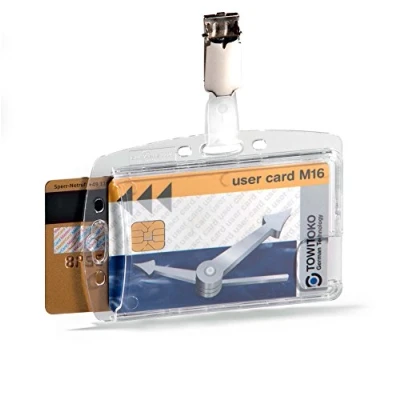 Imagen de Durable 801319 Funda de tarjeta con clip para 2 tarjetas operación/seguridad 54 x 87 mm, 25 piezas, transparente