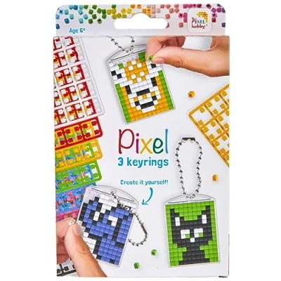 Imagen de Pixel Kit Creativo 3 llaveros + folleto 38 Modelos nimales, PX20130, a Partir de 8 años