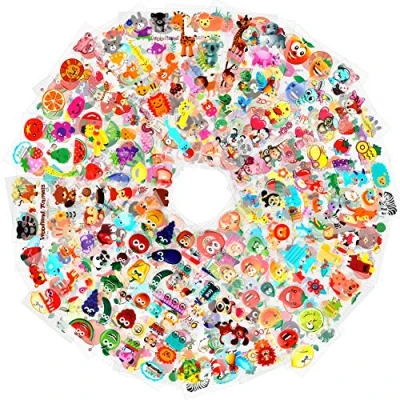 Imagen de HOWAF 1000+ Pegatinas Pack para Infantiles, 48 Hojas Diferentes 3D Hinchadas Animales Fruta Vegetales Infantil de Fiesta Cumpleaños Regalo Recompensa Album Scrapbooking Manualidades