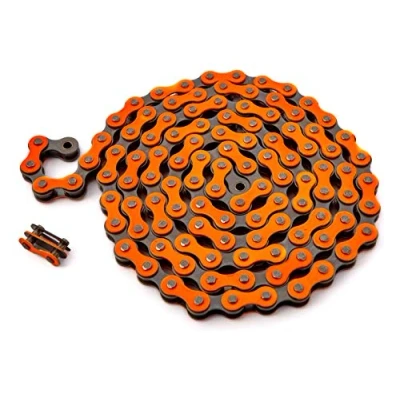 Imagen de KHE BMX/FIXIE Cadena 1/2&quot; x 1/8&quot; 112 eslabones a la izquierda, solo 385 g, con candado I4, muchos colores (naranja)