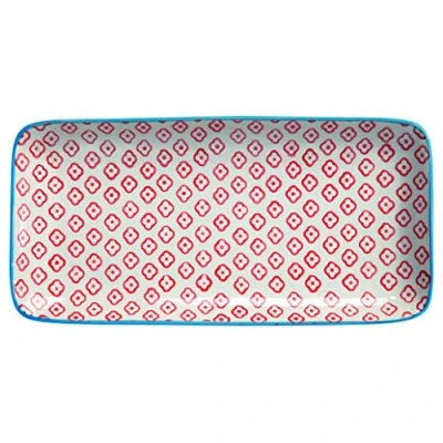 Imagen de BLOOMINGVILLE Plato para Servir Emma Fuente Rectangular de Colores L 31 x H 3 W 15,5 cm, Rojo, Cerámica