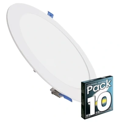 Imagen de LED ATOMANT Pack 10x Downlight Panel Extraplano Redondo 220mm 20W, 2100 lumenes, Color Luz Fria (6500K), Corte estandar 200mm, Driver incluido