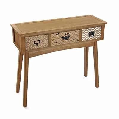 Imagen de Versa Pavia Mueble Recibidor Estrecho para la Entrada o el Pasillo, Mesa Consola, con 3 cajones, Medidas (Al x L An) 80,5 30 90 cm, Madera, Color Marrón