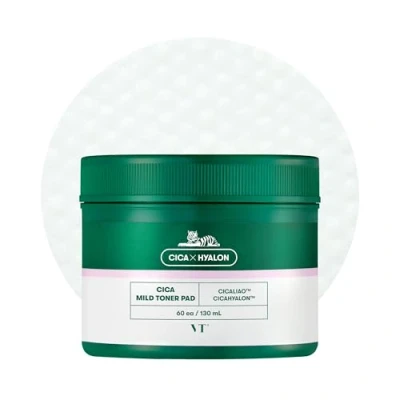Imagen de VT COSMETICS Cica Almohadilla de tóner suave (60 almohadillas), almohadillas facial para uso diario, exfoliante, hidratante, calmante, tonificador equilibrio pH con BHA, extracto