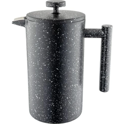 Imagen de Café Olé Cafetera, Acero Inoxidable, Prensa Francesa, 1 Litro, Acabada de Granito Negro, CFD 08BG