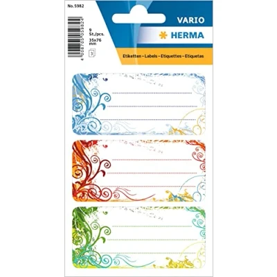 Imagen de HERMA 5982 Nombre de cuaderno etiquetas para la Escuela, diseño Spirit, formato 7,6 x 3,5 cm, contenido por paquete: 9