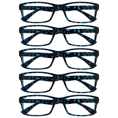 Imagen de UV Reader La Compañía Gafas De Lectura Azul Carey Valor Pack 5 Hombres Mujeres Estilo Diseñador Lectores RRRRR92 3 +2,00