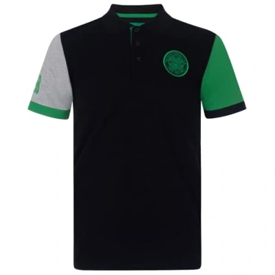 Imagen de Celtic FC Polo Oficial para Hombre con el Escudo del Club Negro Mangas en Contraste XXL