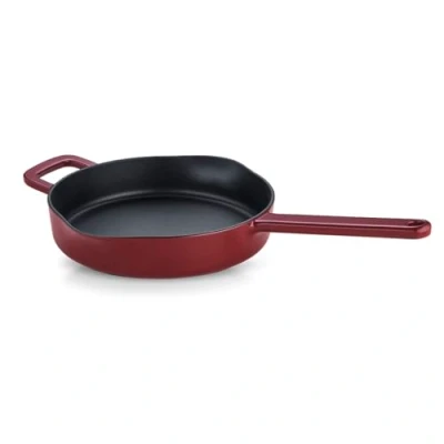 Imagen de Fissler Moments Collection Sartén de hierro fundido esmaltado 24 cm diámetro, antiadherente, borde alto, con vertedores, lazo para colgar, libre PFAS/PTFE, inducción, color rojo burdeos