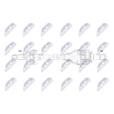 Imagen de NTY NPW LR 033 Árbol de transmisión Eje trasero izquierda 837mm Caja automática, 8 marchas