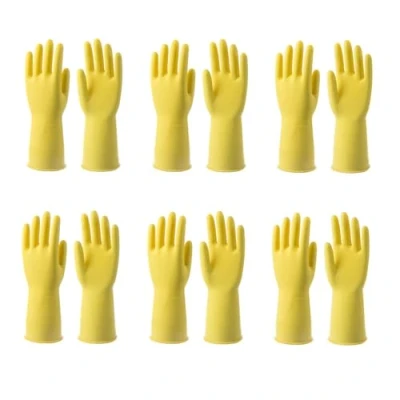 Imagen de Siyecioa 6 Pares Guantes de Limpieza Hogar, Latex, Cocina Baño, Forro Algodón Reciclado, para Todo Tipo Tareas y Cuidado, Talla M (Amarillo)