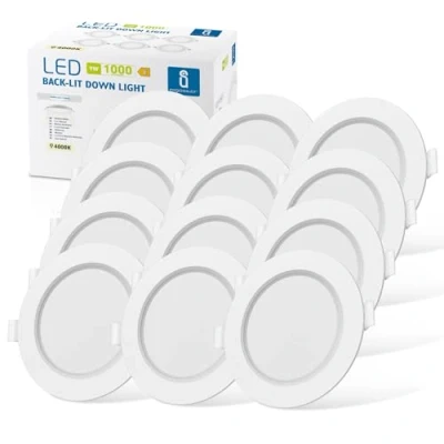 Imagen de Aigostar Foco empotrable Led techo,Iluminacion 9W equivalente 72W, 12 pack Downlight Techo Redondo, 4000K Luz natural, Ojos de buey led, Ф118 128mm