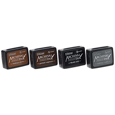 Imagen de Ranger Distress Archival Ink Kit 3 Hickory Smoke/Vintage Photo/Ground Espresso/Black Soot, Varios, 4 Mini Pads