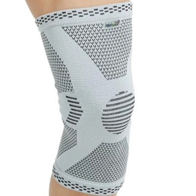 Imagen de NEOtech Care Rodillera de fibra bambú, marca Material ligero, elástico, cómodo y transpirable Para hombre o mujer Rodilla derecha izquierda Gris (Talla L, 1 Unidad)
