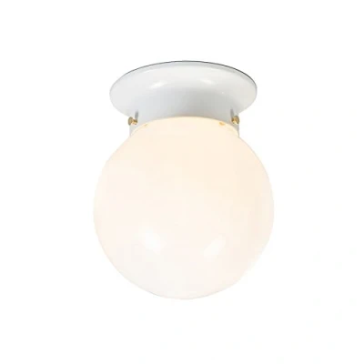 Imagen de Qazqa Retro/Vintage Plafón retro cristal opal blanco SCOOP/Acero Redonda/Esfera Adecuado para LED Max. 1 x 60 Watt