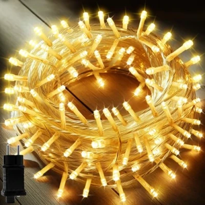 Imagen de Uping Luces Arbol Navidad de Exterior 200LED 20M Led Interior Guirnalda para Arvore Luzes Natal Enchufe con 8 Modos (Blanco Cálido)