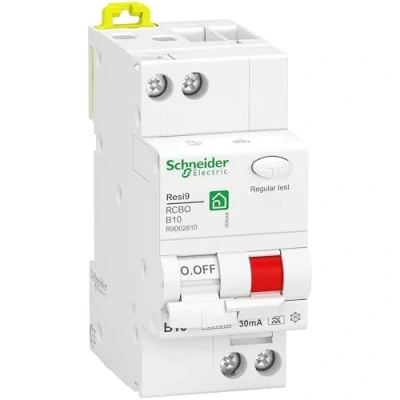 Imagen de Schneider Electric R9D02610 Interruptor FI/LS Resi9 1P+N, 10 A, B Char., 30 mA, tipo kA