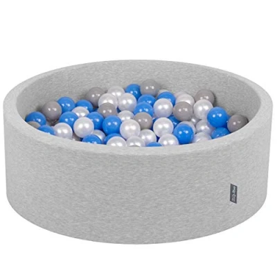 Imagen de KiddyMoon 90X30cm/300 Bolas ∅ 7Cm Piscina De para Ninos Hecha En La UE, Gris Clr:Perla/Gris/Azul