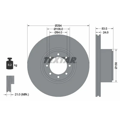 Imagen de TEXTAR 93175300 Disco de freno 294 24 08/08 108 ventilación interna sin perno sujeción rueda, buje rueda IVECO: Daily 6
