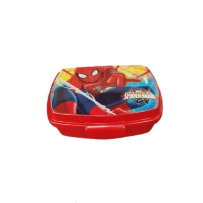 Imagen de ALMACENESADAN Sandwichera rectangular multicolor; producto de plástico reutilizable; libre BPA; dimensiones interiores 16,5x11,5x5,5 cm (Spiderman)