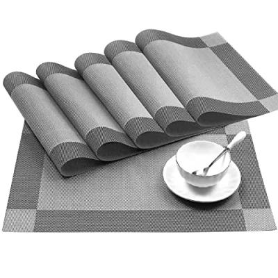 Imagen de Juego de 6 Salvamanteles Individuales, Manteles Individuales Lavables, PVC, Antideslizantes Resistentes al Calor para Mesa Cocina 30x45cm