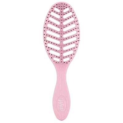 Imagen de Wet Brush Go Green Cepillo para cabello seco rápido, color rosa, diseño ventilado y cerdas HeatFlex ultrasuaves, mango ergonómico que gestiona los enredos el incontrolable, accesorios