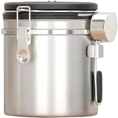 Imagen de WOZLO Recipiente Hermético Sellado al Vacío， Botes de café Acero Inoxidable, tarros Almacenamiento herméticos con Fecha, Bote Cafe hermetico Apto para Granos café, Hojas té, Cereales, etc
