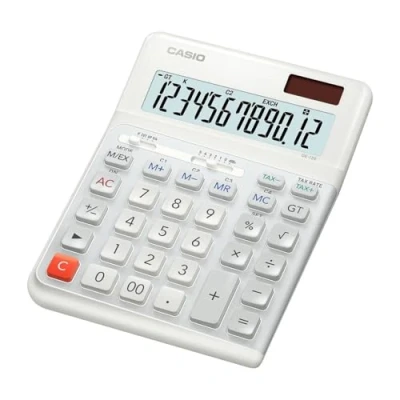 Imagen de Casio de 12E WE Calculadora Escritorio Ergonómica, 12 Dígitos, Teclado en Diseño Escalera, Pulsaciones Teclas Verticales, Cálculo Impuestos, Conversión Moneda, Cambio Signo