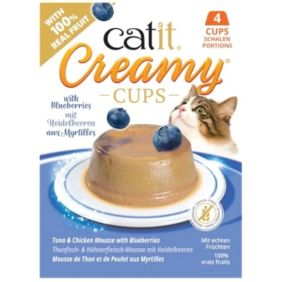 Imagen de Golosina para Gatos Catit Creamy Cups, Atún, Pollo y Arándano, 4x25g