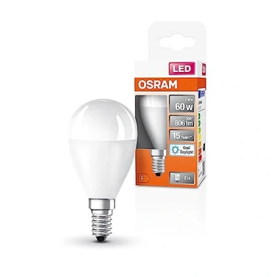 Imagen de OSRAM Lámpara de Star LED para el enchufe E14, forma caída, aspecto mate, 806 lúmenes, luz día blanca (6500k), reemplazo bombillas convencionales 60 W, 1 paquete
