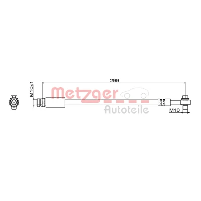 Imagen de METZGER 4111827 Latiguillos de Freno Eje trasero izquierda, trasero, derecha 299 M10 x 1