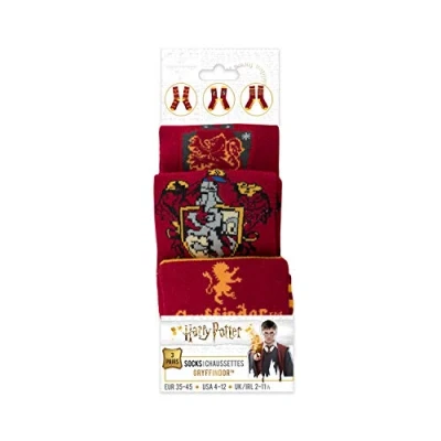 Imagen de Cinereplicas Harry Potter Pack de 3 unisexos Calcetines con emblemas Hogwarts Zapatos 35 a 45 Gryffindor