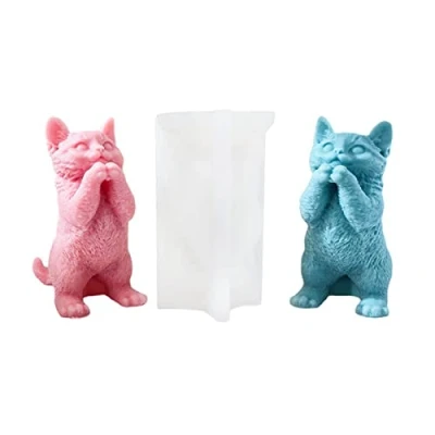 Imagen de Xidmold Molde de silicona 3D para gato pie con forma vela decoración tartas, chocolate, jabón, yeso, velas cera soja, artesanía
