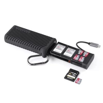 Imagen de PGYTECH CreateMate Lector de tarjetas memoria alta velocidad tipo C USB 3.1 SD/Micro SD para fotógrafos profesionales, funda SD/TF cámaras, smartphones, drones, cámaras