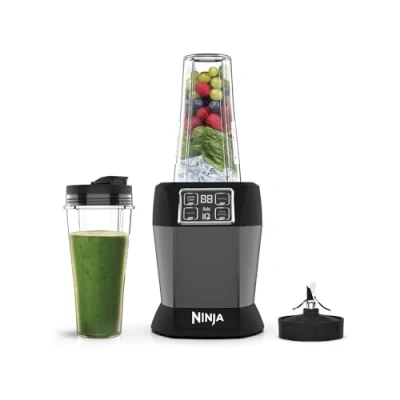 Imagen de Ninja Batidora de vaso individual, 1 W, 2 programas automáticos, Batir, Max Blend, Pulsar, vasos 7 ml con tapa, tecnología Auto iQ, piezas aptas para lavavajillas, en negro, BN495EU